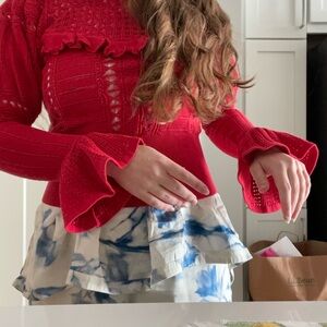 Self-Portrait Vibrant Red Knit Sweater